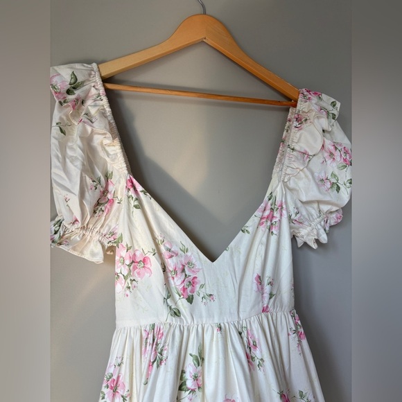 NEW Selkie Summer Home Girls Night Out Mini Ruffle Dress Pink Cream Floral | XS - Picture 11 of 15